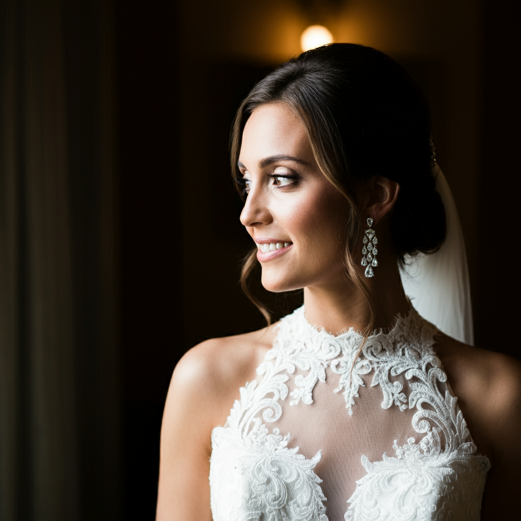 What earrings to wear with a high neck wedding dress? Robinson's Jewelers What earrings to wear with a high neck wedding dress? Robinson's Jewelers