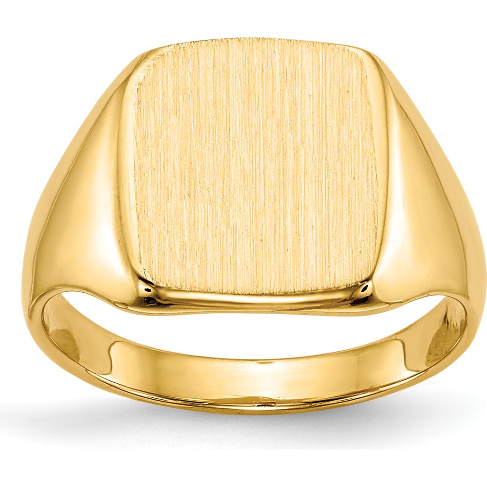 10K Yellow Gold Signet Ring with Satin and Polished Finish