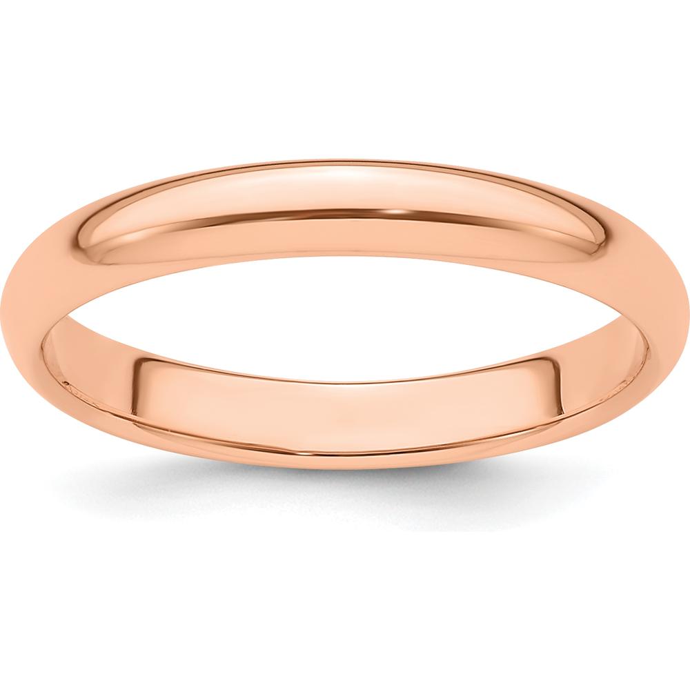 14K Rose Gold 3mm Half-Round Wedding Band Adjustable Size