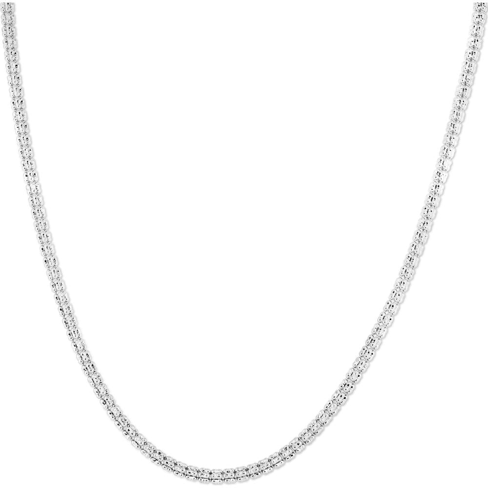14K White Gold 3.3mm Diamond Cut Fancy Ice Chain Necklace - 18
