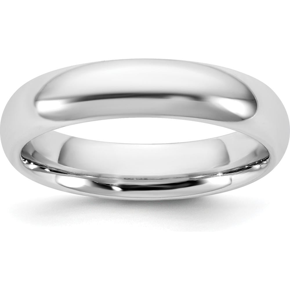 14K White Gold Comfort Fit Domed Wedding Band Polished