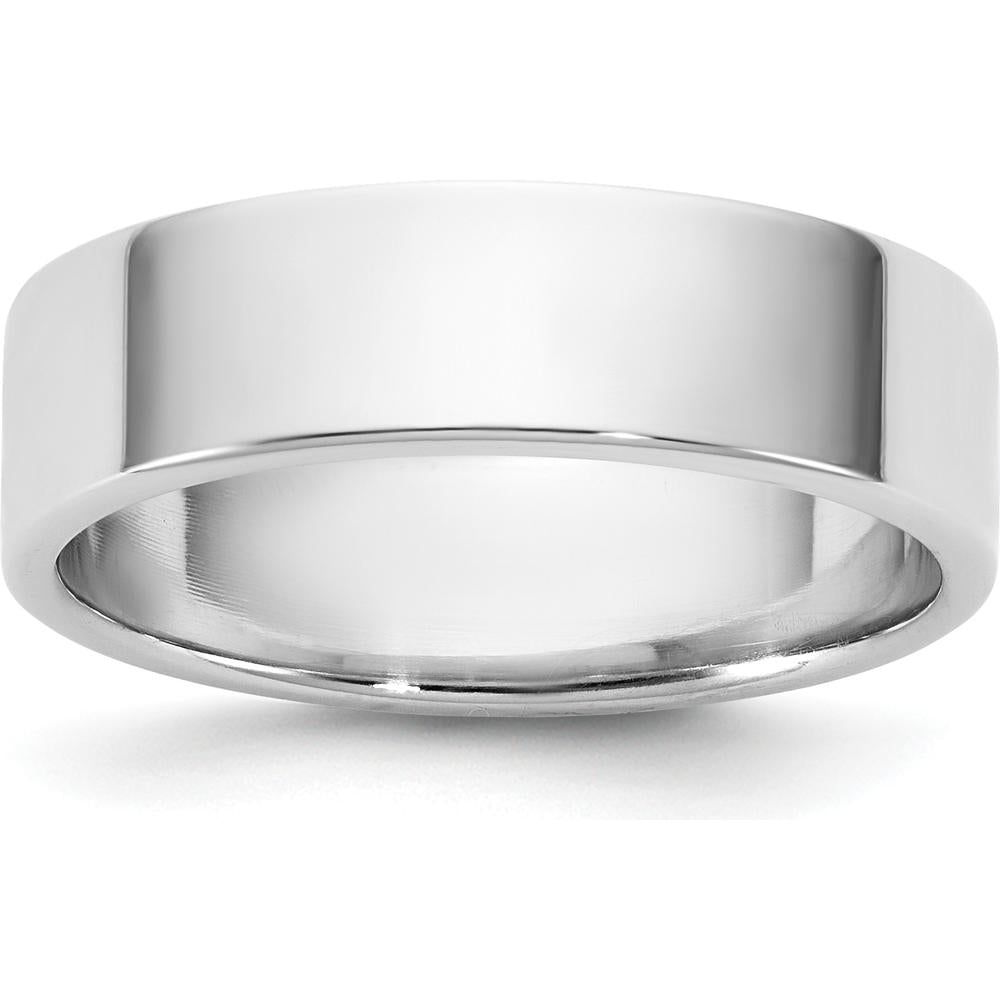 14K White Gold LTW Flat Band Size 12 Polished Finish with