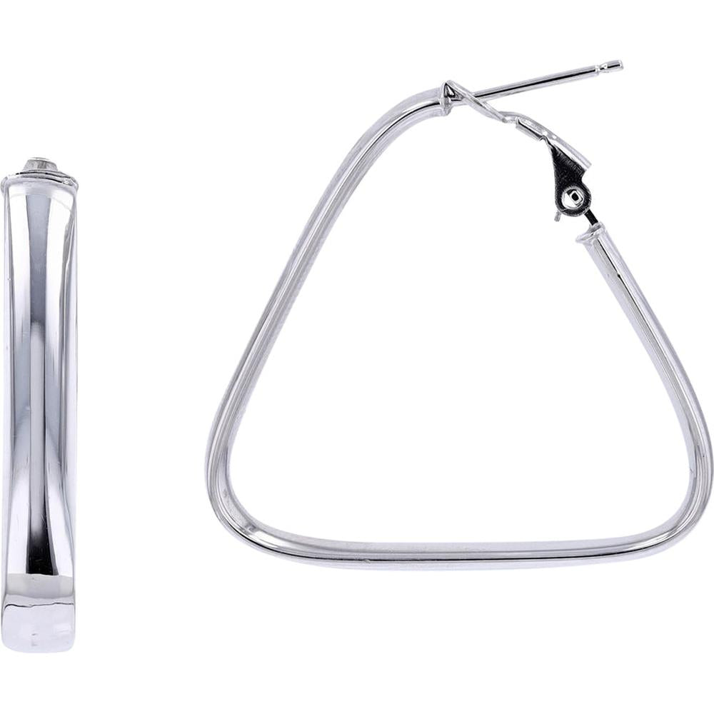 Ladies 14 retailer Karat White Gold Triangular Shaped Hoops With Rounded Corners