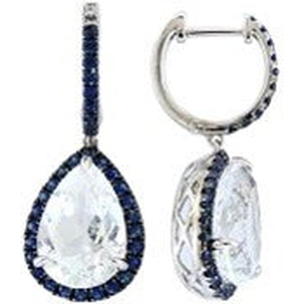 Pear Cut 8.40 ct Sapphire & White Topaz outlets Teardrop Earrings