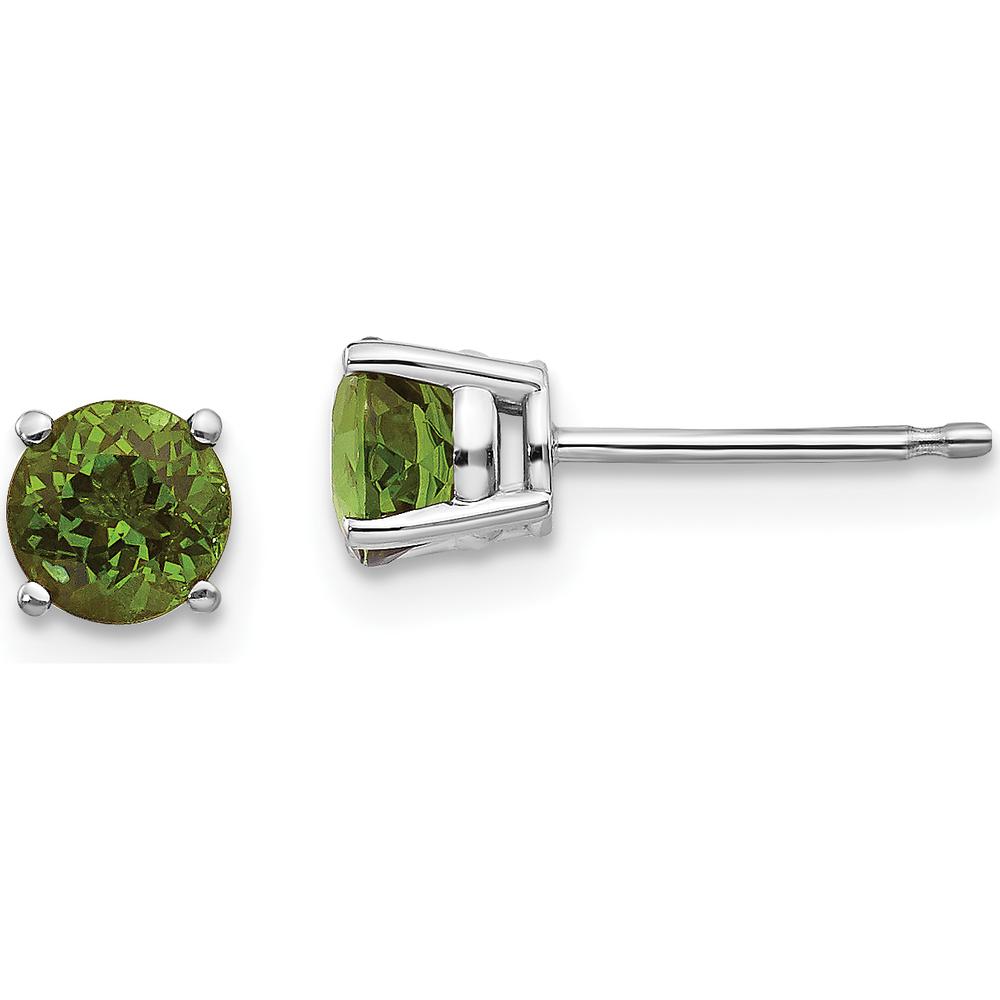 14K White Gold Green Tourmaline Stud Earrings Carat Total
