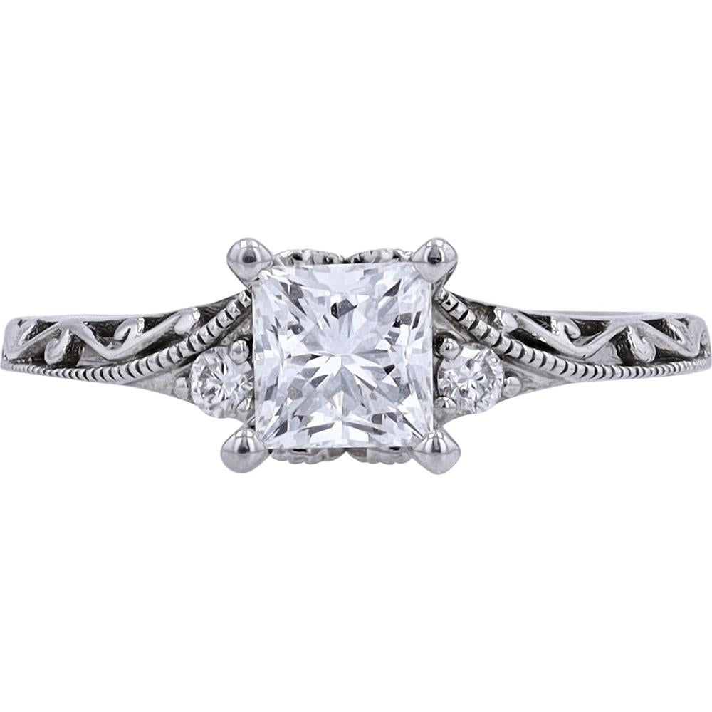 14K White Gold Princess Cut Leo Diamond Engagement Ring