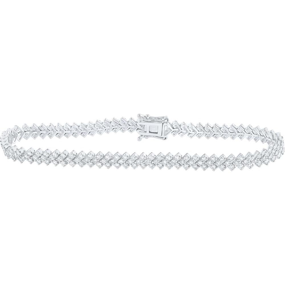14K White Gold Round Diamond Tennis Bracelet Carat Total