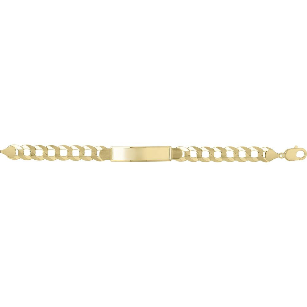14K Yellow Gold 11mm Curb ID Bracelet with Lobster Clasp