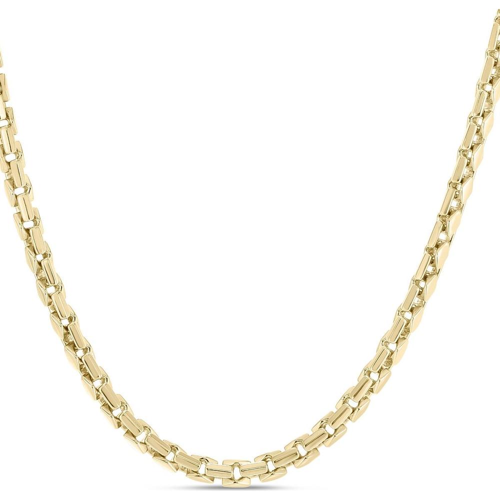 14K Yellow Gold 5mm Men's Fancy Box Chain Necklace 22
