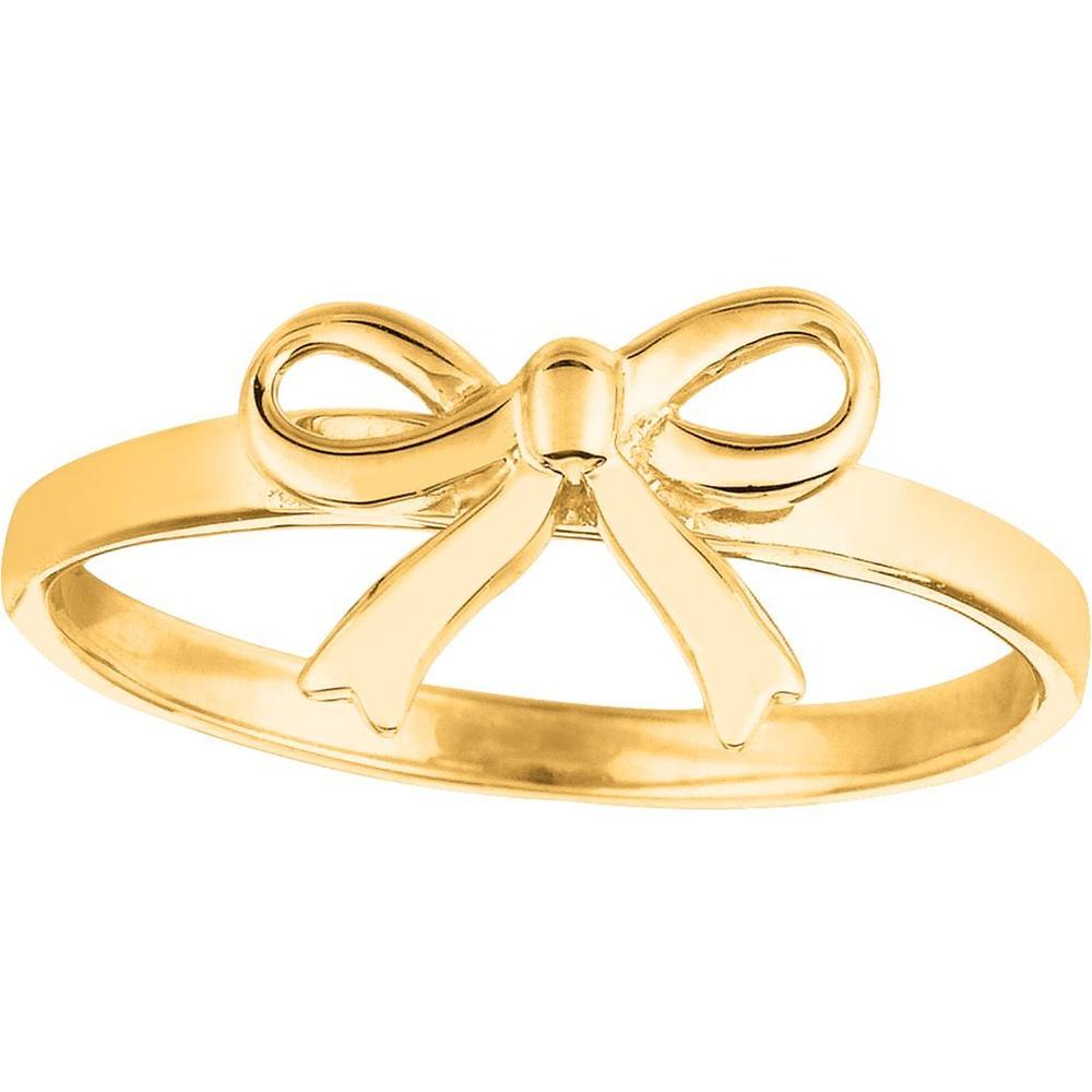 14K Yellow Gold Delicate Bow Fashion Ring Polished Finish Size