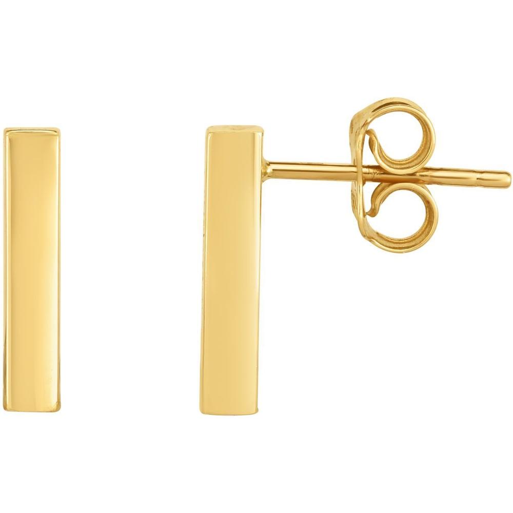 14K Yellow Gold Polished Bar Stud Earrings 3x13mm by Orozza Fine