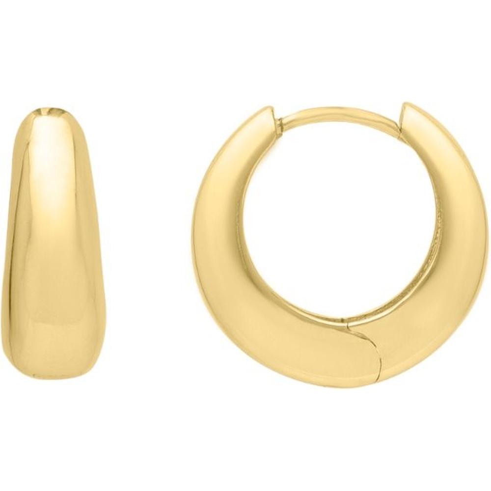 14K Yellow Gold Tapered Huggie Hoop Earrings with Snap Clasp