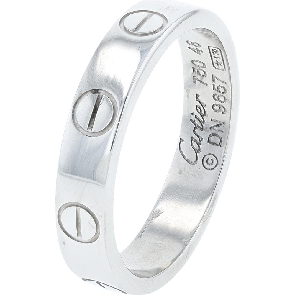 18K White Gold Cartier Mini Love Band - Iconic Designer Ring in 