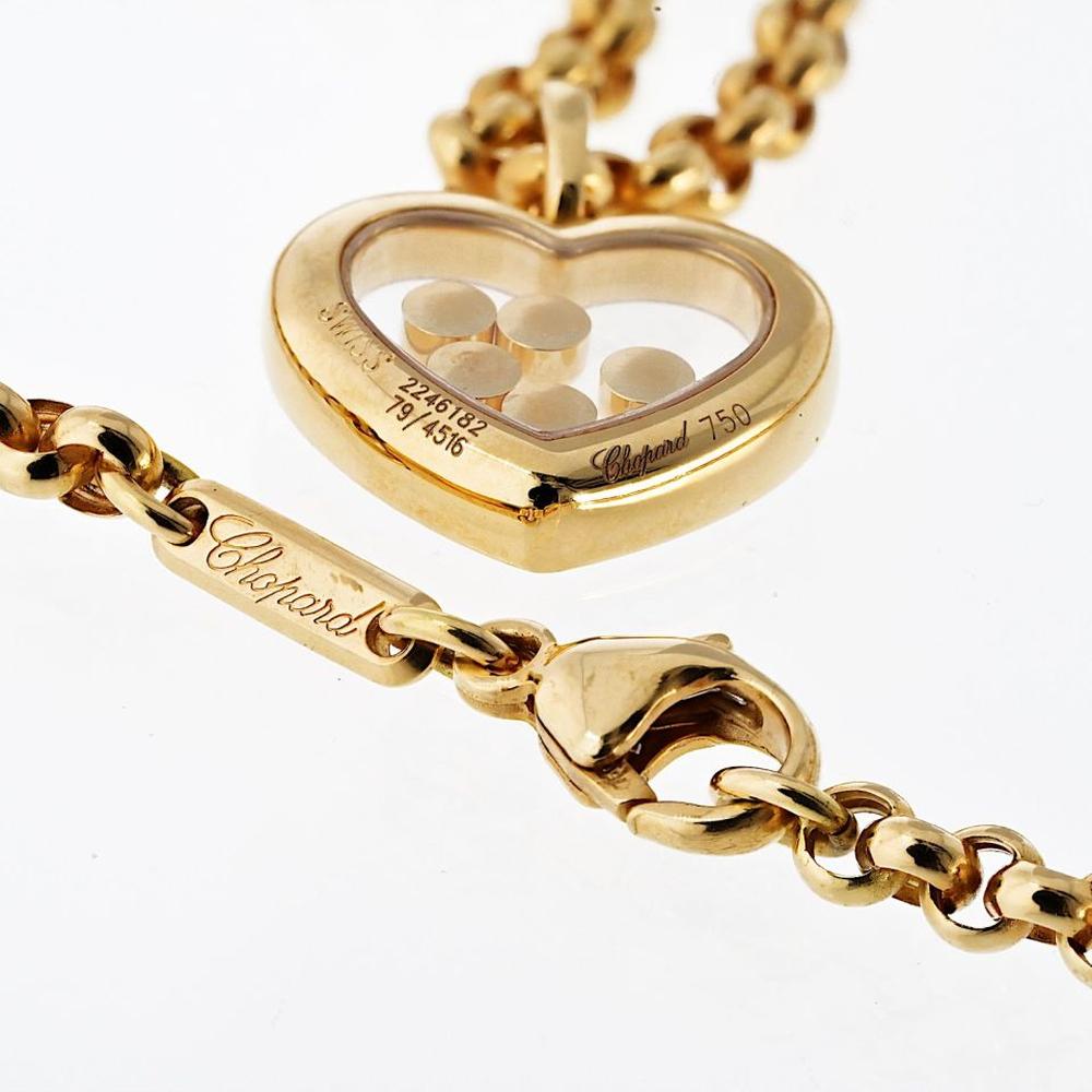 18K Yellow Gold Chopard Happy Diamonds Heart Pendant Necklace with