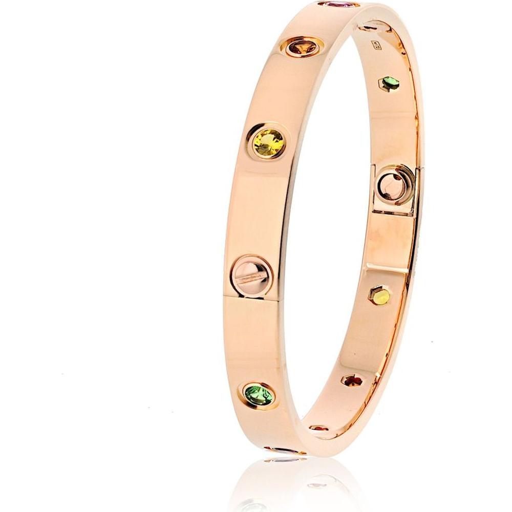 Cartier 18K Rose Gold Rainbow Gemstone Love Bangle Bracelet