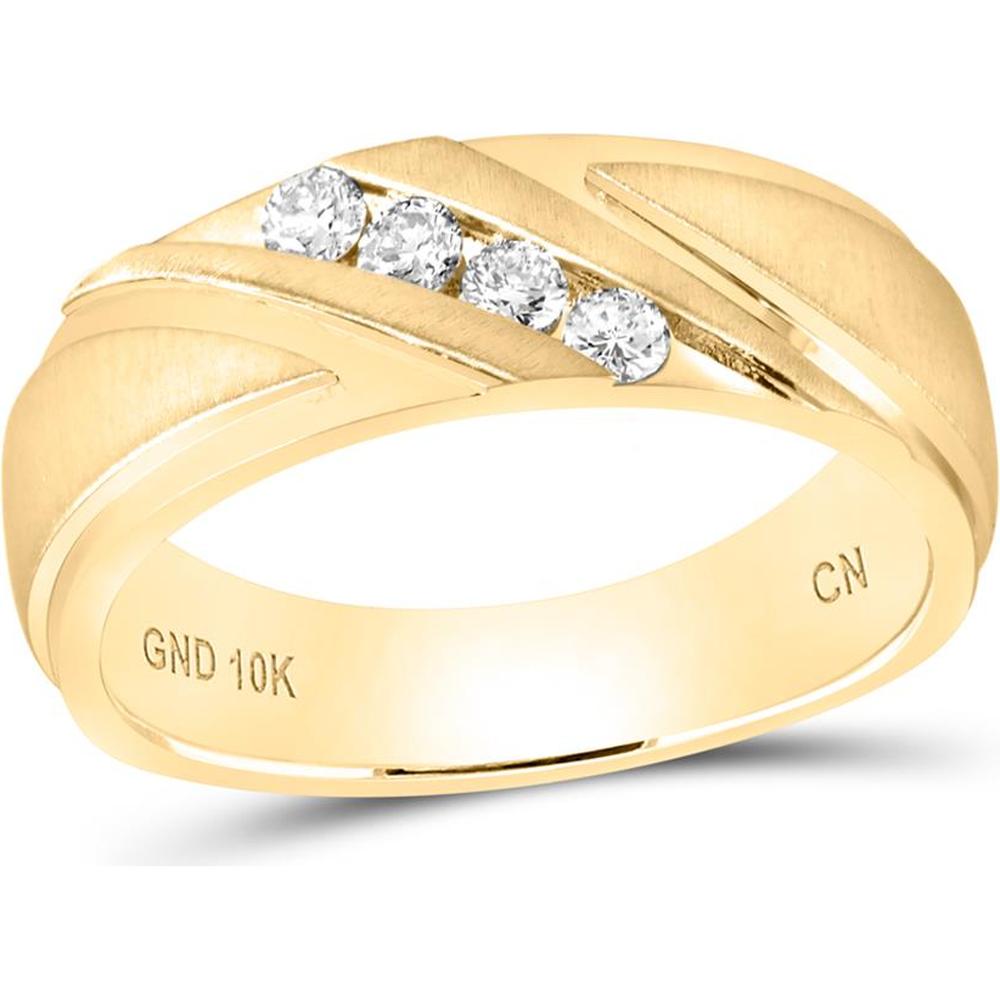 GND 10K Yellow Gold Men's Wedding Band with Channel-Set Round