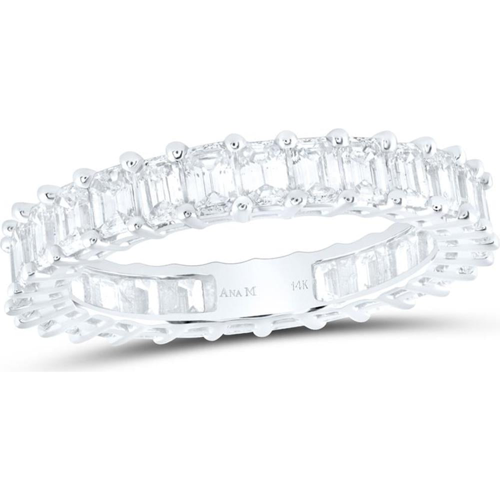 GND 14K White Gold Prong Set Emerald-Cut Diamond Eternity Ring