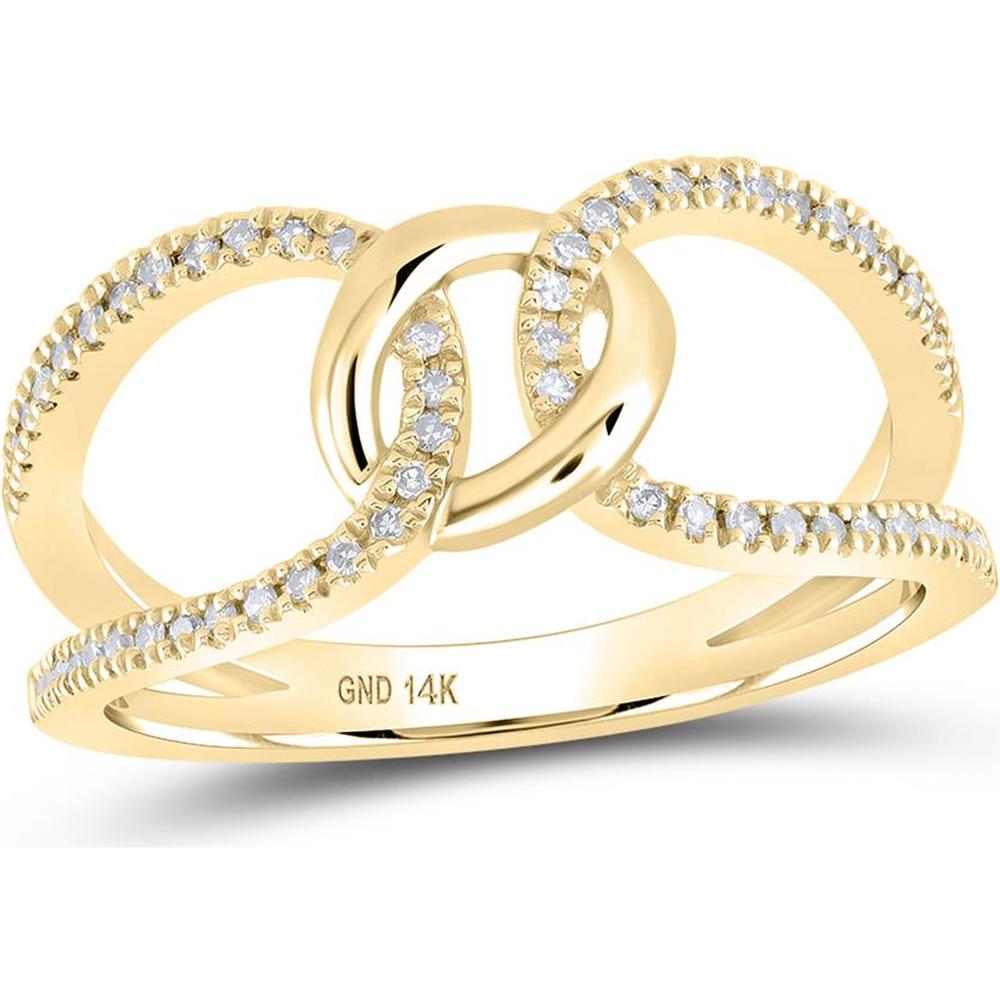 GND 14K Yellow Gold Fashion Ring with Prong-Set Round Diamonds and