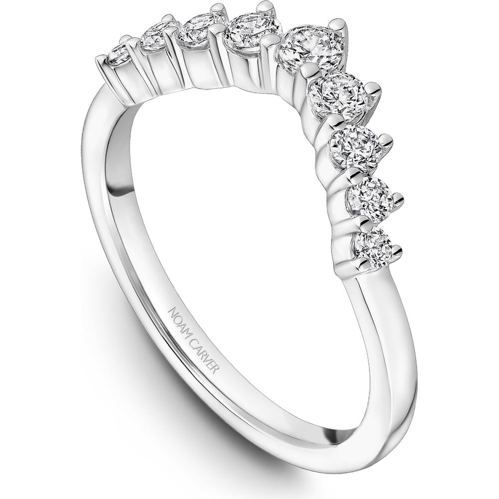 Noam Carver 14K White Gold Stackable Wedding Band with Round-Cut