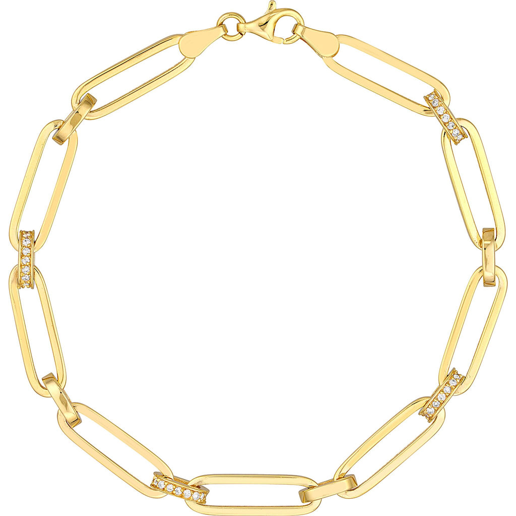 Cube Gold Chain Diamond Bracelet 14K Yellow Gold / 7