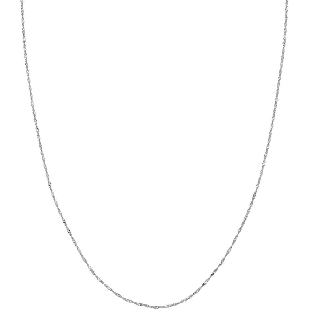 Catena Singapore In Oro Bianco 14K Regolabile - Larghezza 1.15 Mm, Lunghezza 55.9 Cm - Per Ciondoli O Da Sola