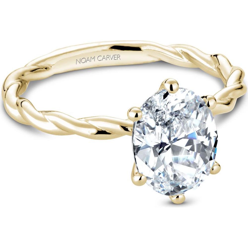 Oval Cut Diamond Engagement Ring with Twisted Rope Band in Yellow