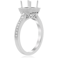 Roman & Jules 14K White Gold Milgrain Diamond Halo Engagement Ring Setting