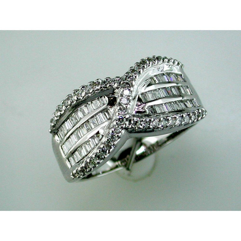 Royal 14K White Gold Diamond Ring - Timeless Elegance with Baguette Diamonds - 1.18 Carat Total Diamond Weight