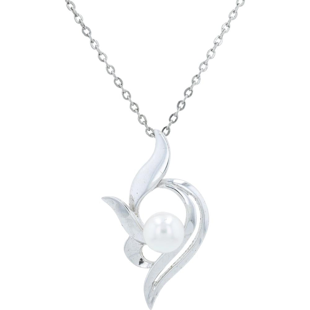 Silver Pendant Necklace with mm Mikimoto Pearl Elegant