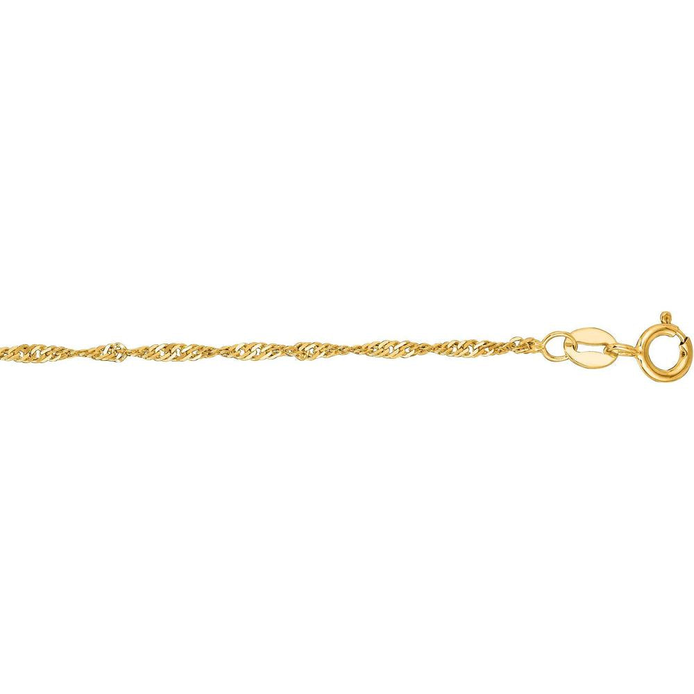 10k Yellow Gold 24-inch 1.5mm Diamond Cut Singapore Chain Necklace by Orozza Fine Jewelry