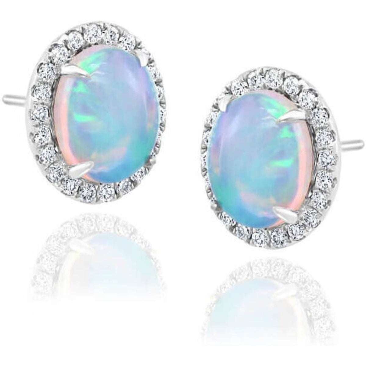 Elegant 14k opal and diamond earrings