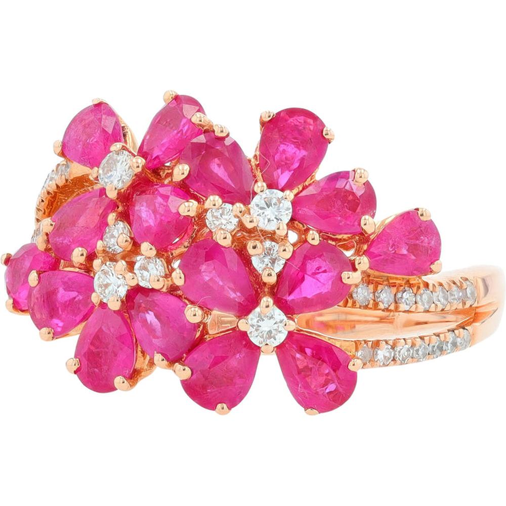 Effy 14K Rose Gold 3-Carat Ruby Flower Ring with Diamond Accents