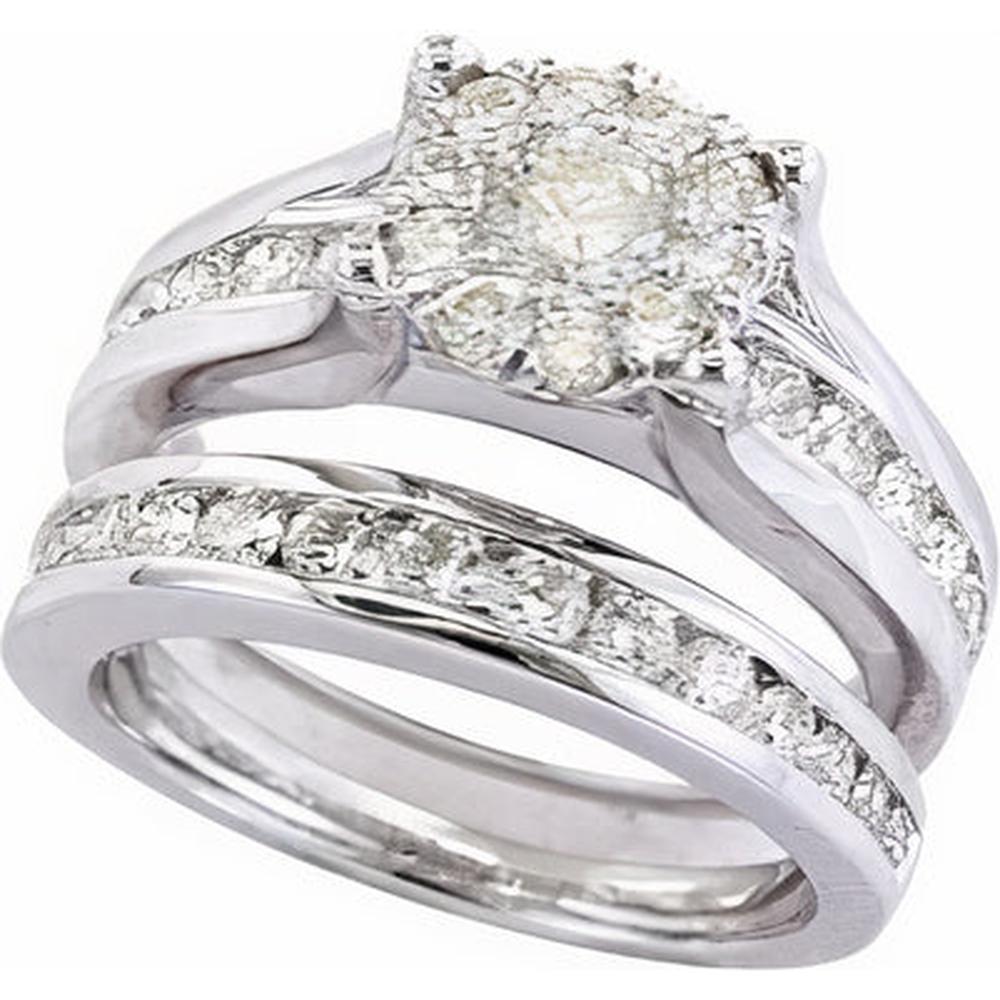 14K White Gold 1.96-Carat Diamond Halo Bridal Set from Effy Bridal Collection