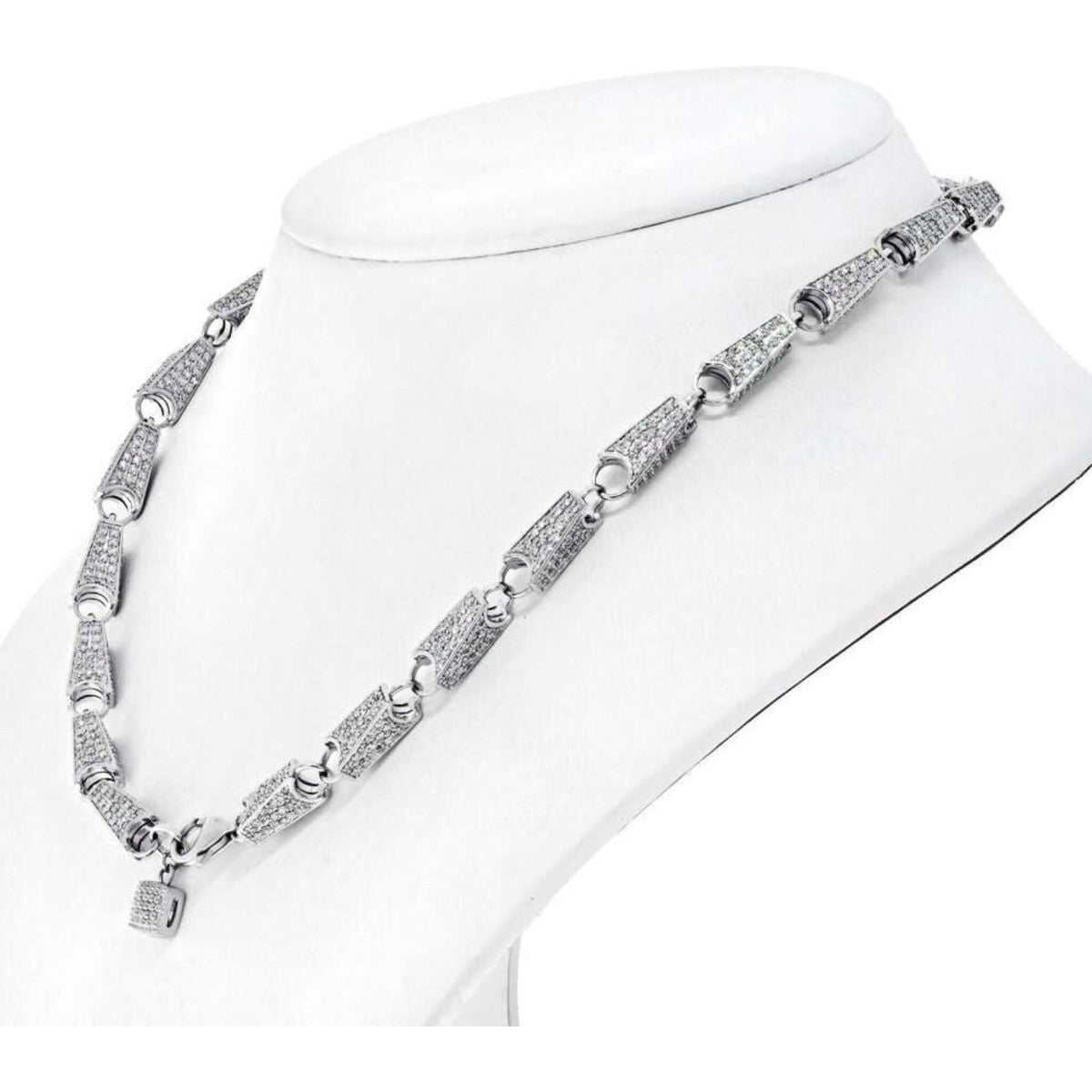 14k White Gold 15.68 Carat Diamond Link Chain Necklace