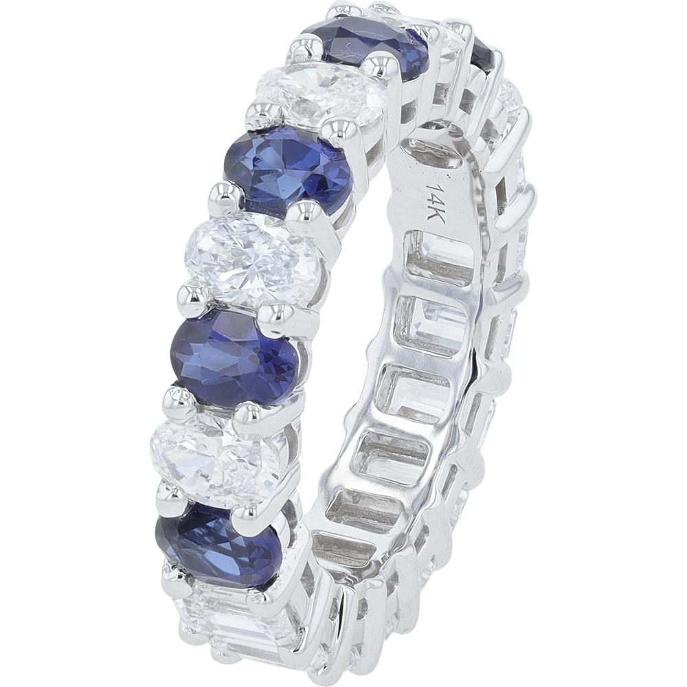 14k White Gold Eternity Ring with Lab-Grown Sapphires and Lab-Grown Diamonds