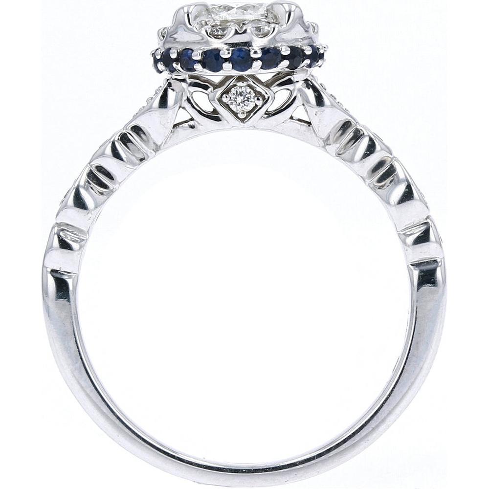 14K White Gold Sapphire and Diamond Accent Engagement Ring - Timeless Elegance