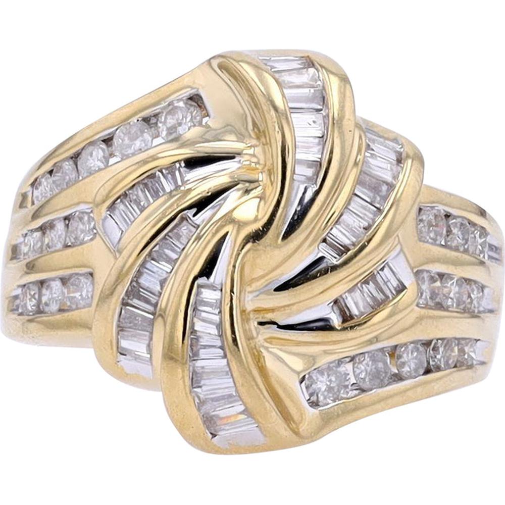 14k Yellow Gold 1.25 Carat Diamond Crossover Ring