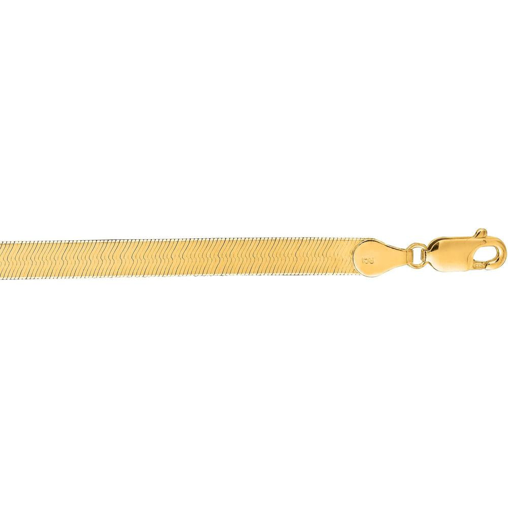 14k Yellow Gold Herringbone Chain Bracelet by Orozza Fine Jewelry