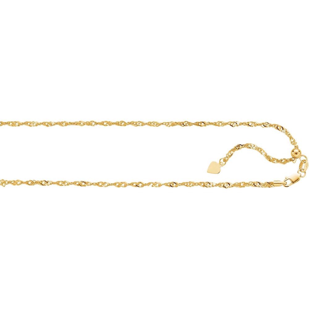 14k Yellow Gold Adjustable Singapore Chain Necklace