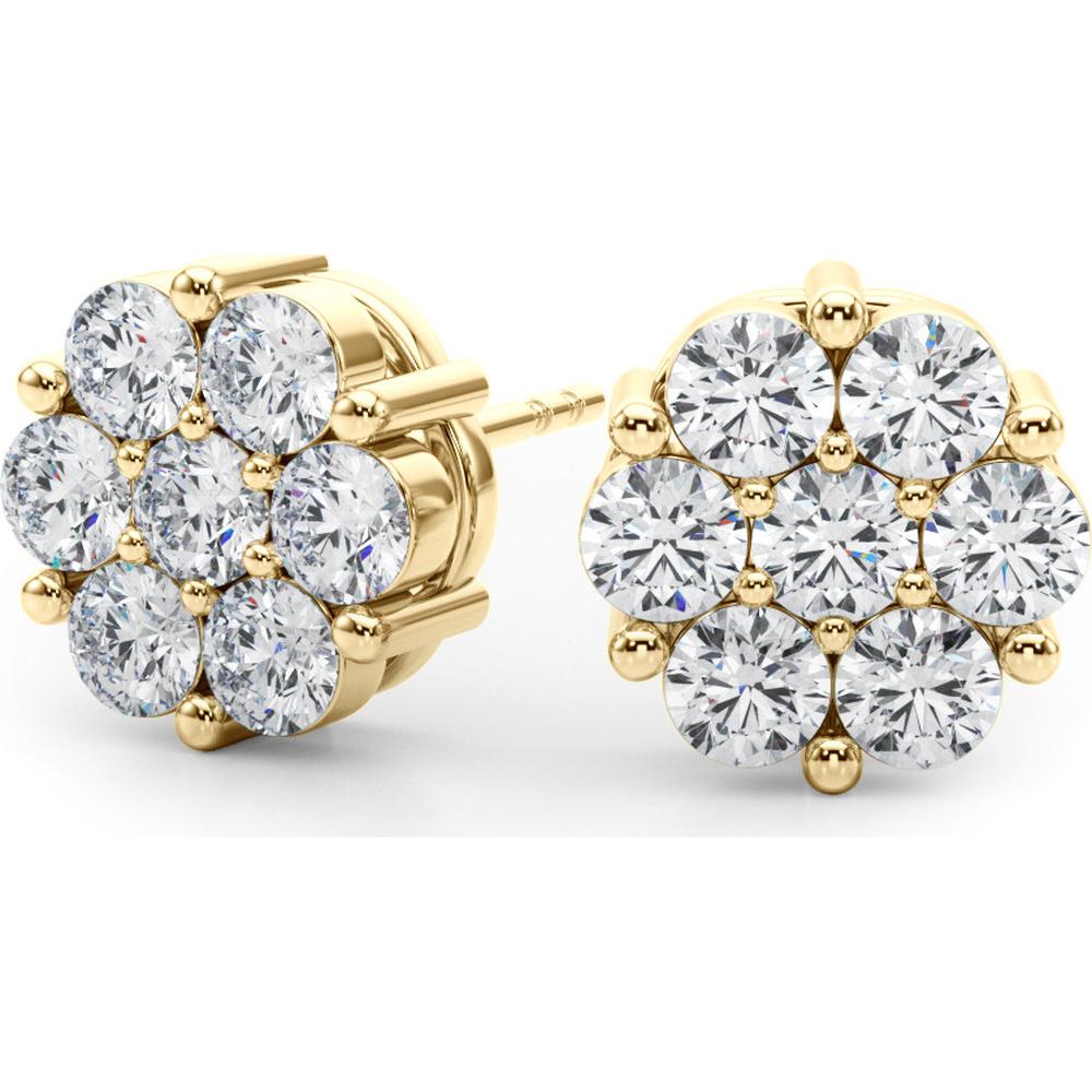 14k Yellow Gold Lab Diamond Cluster Earrings by Robinson's Jewelers