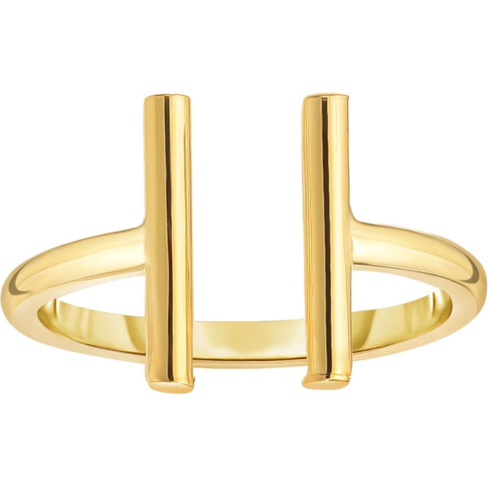 14K Yellow Gold Open Double Bar Fashion Ring by Orozza Fine Jewelry