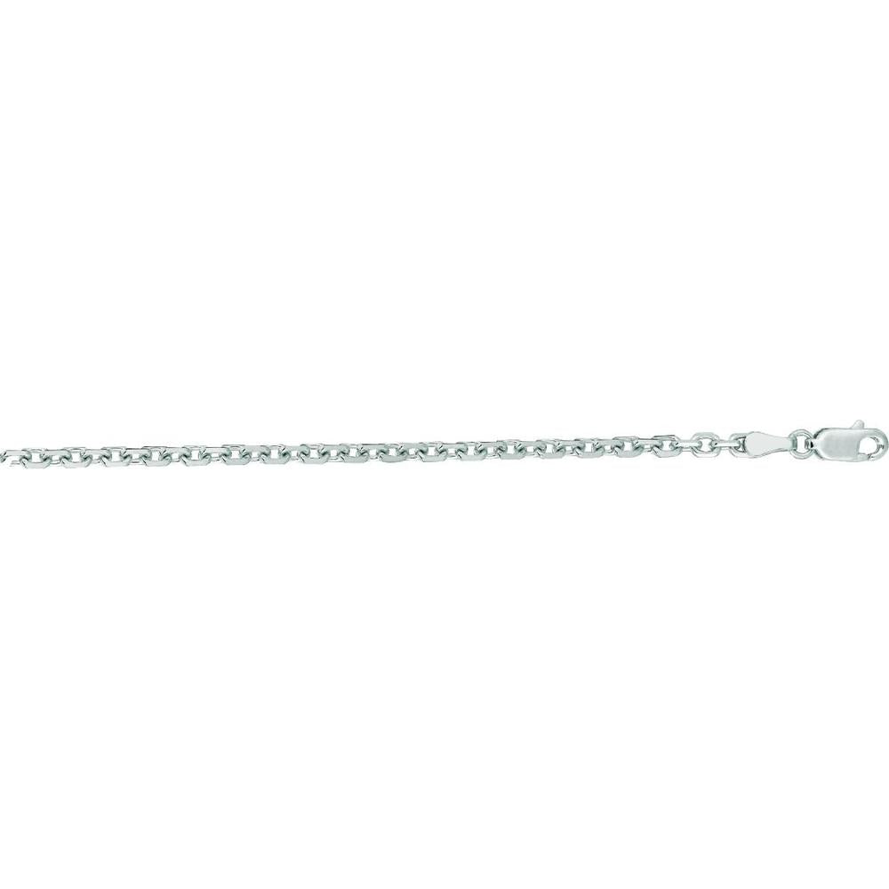 18K White Gold 2.6mm Diamond Cut Cable Chain Necklace by Orozza Fine Jewelry