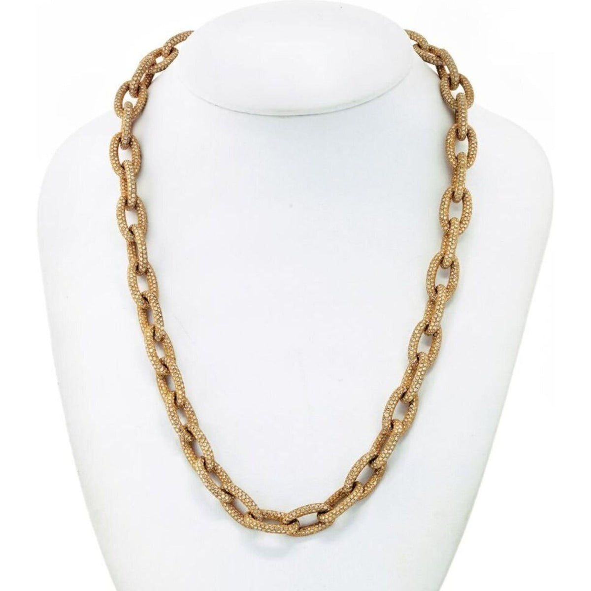 Elegant 18k Yellow Gold 0.85 Carat Oval Diamond Link Chain Necklace