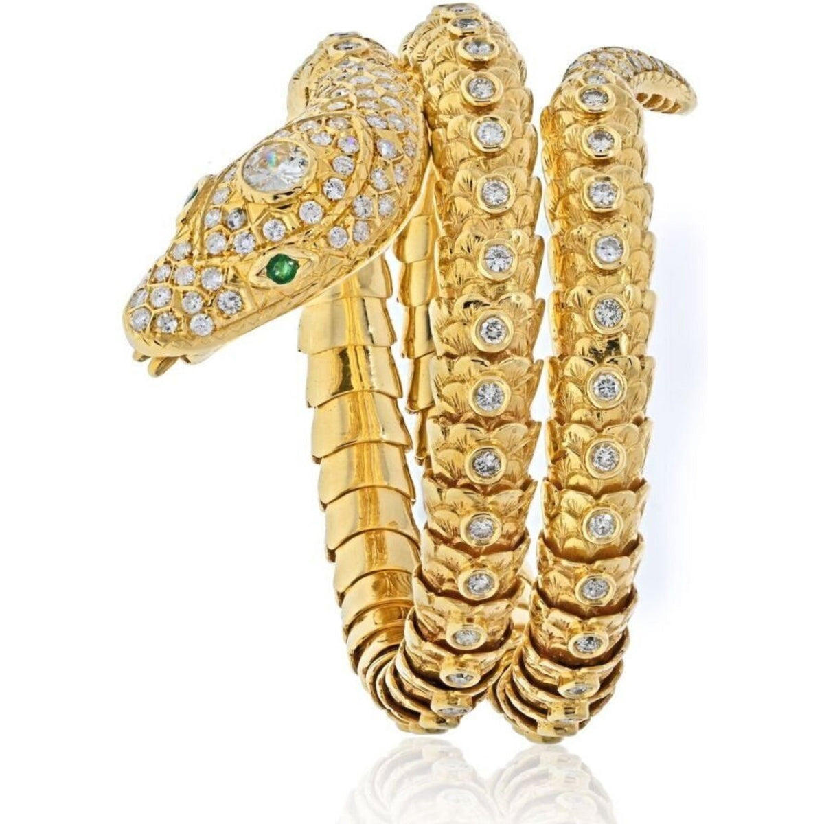 18K Yellow Gold Serpent Snake Wrap Around Diamond Bracelet from Robinson's Jewelers