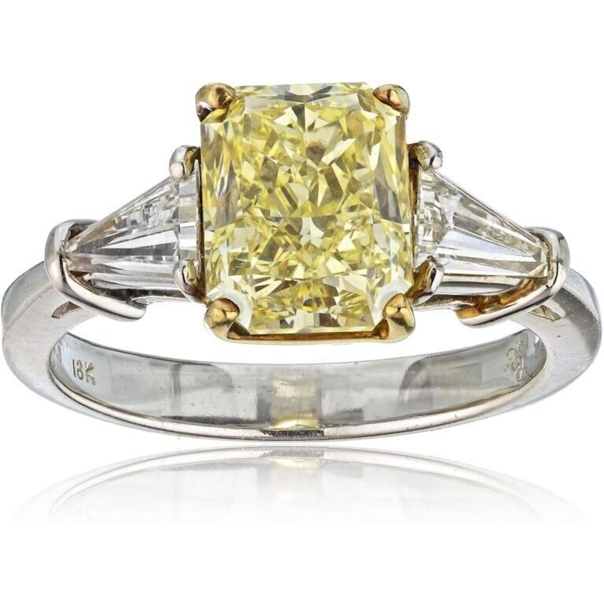 Stunning 3-carat radiant cut diamond fancy yellow GIA ring