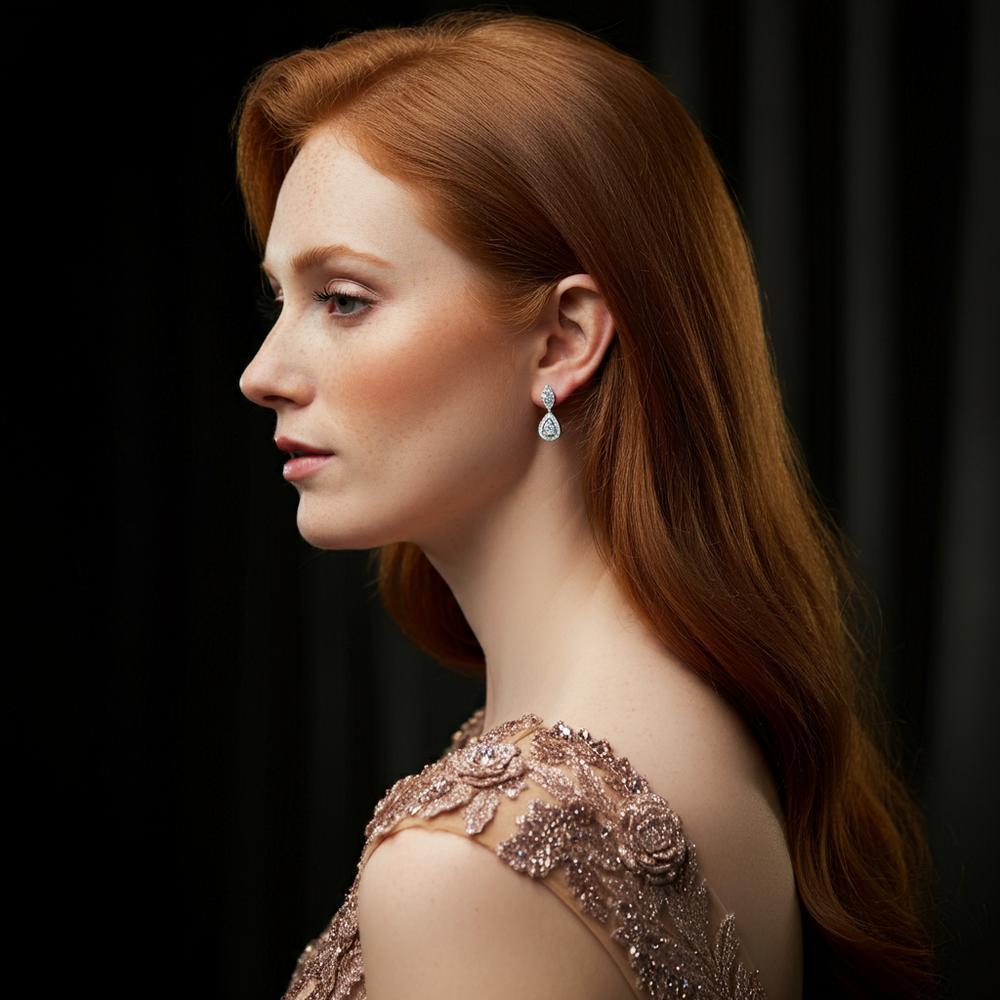 Woman selecting earrings to match her outfit