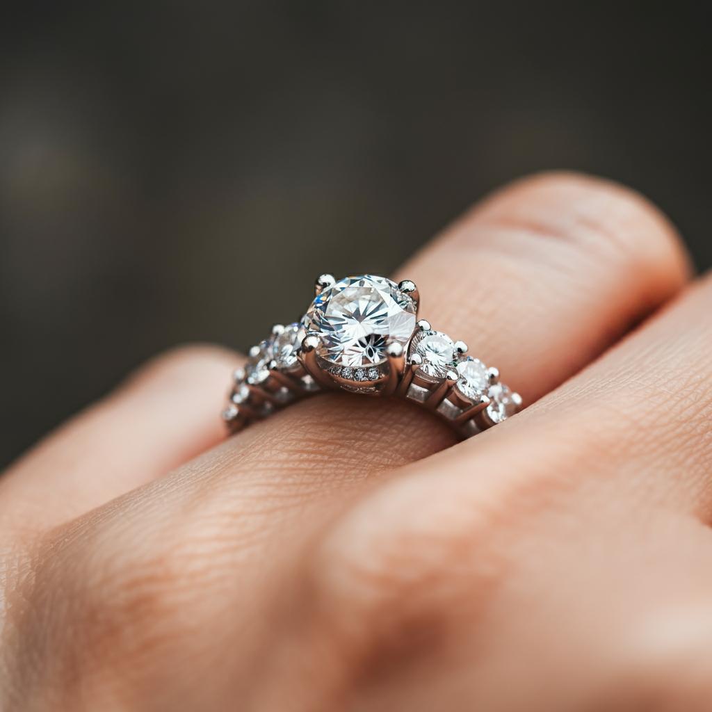 Close-up image of a diamond with a magnifying glass