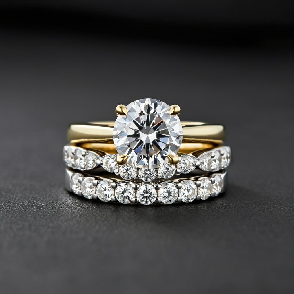 Mixing metals with an engagement ring and band