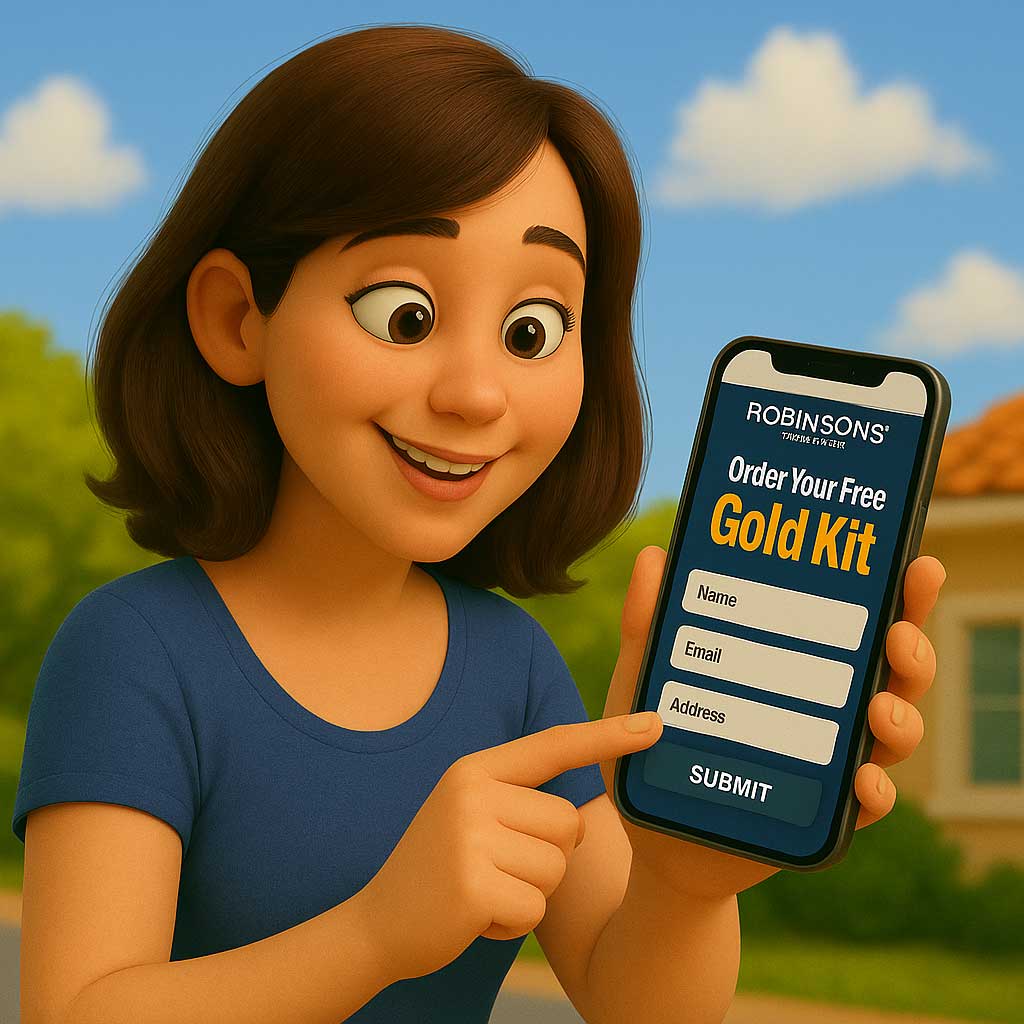 Gold jewelry pieces ready for appraisal at Robinson's Jewelers