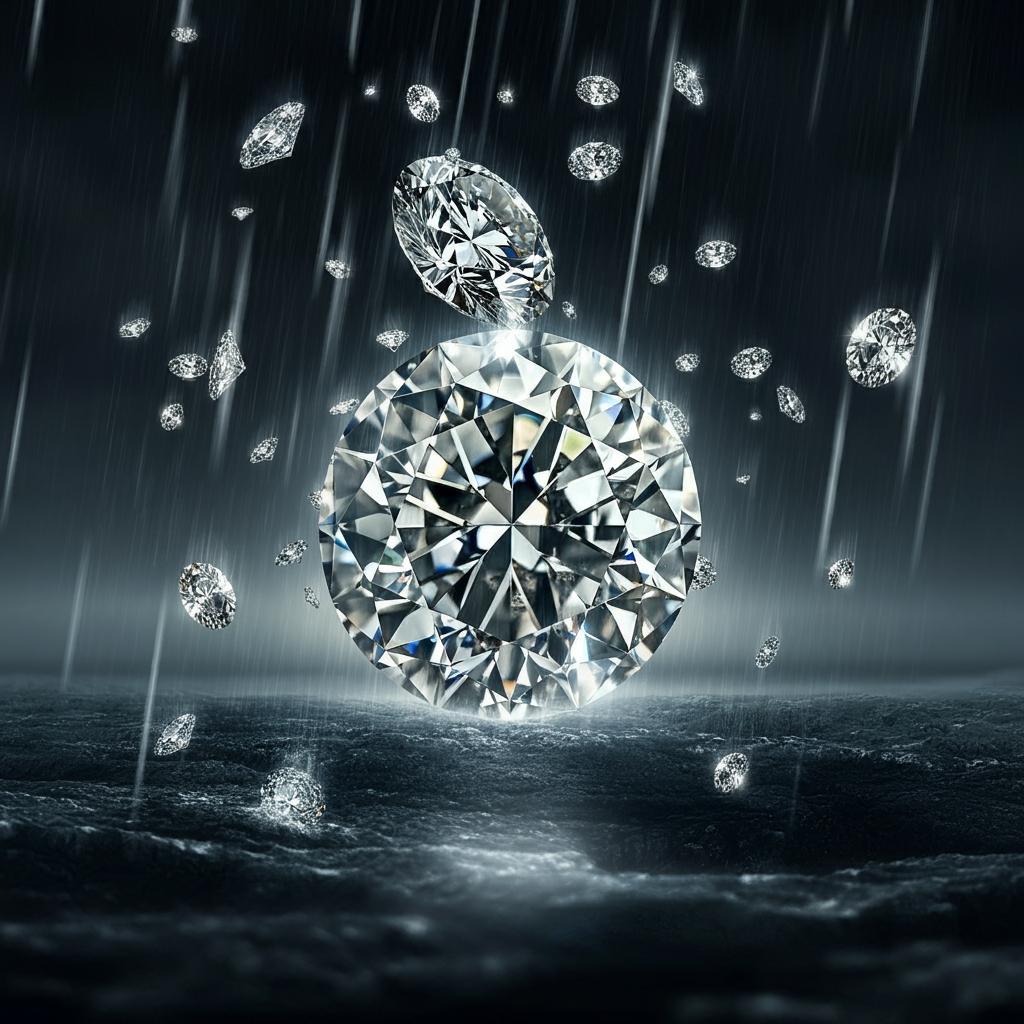 Uranus and Neptune diamond rain illustration